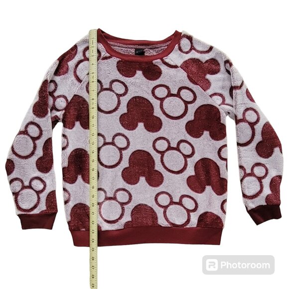 Disney 2-Piece Fleece Jogger Lounge Set Mickey Mouse Burgundy Size M New - Picture 6 of 12